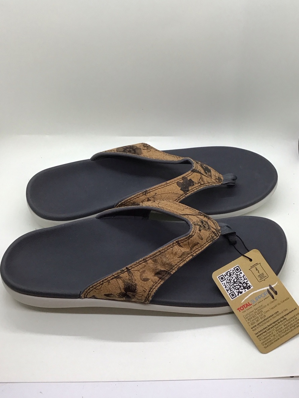 Women’s Black Sandal Flip-Flops with Brown Floral Straps - Picture 4 of 4